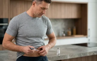 Sermorelin injection in lower abdomen