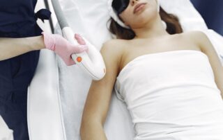 Aesthetic treatment at a med spa - patient getting laser hair removal